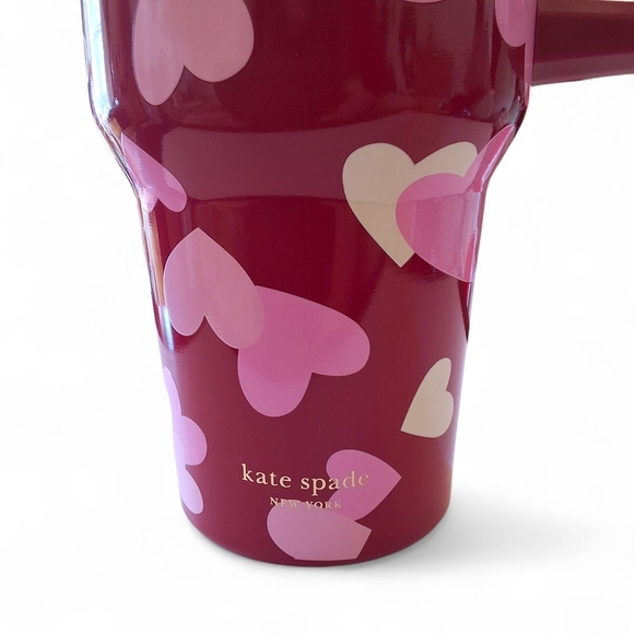 Kate Spade New York Hearts Stainless Steel 40 oz Tumbler w/ Handle + Straw – NWT - Picture 6 of 11